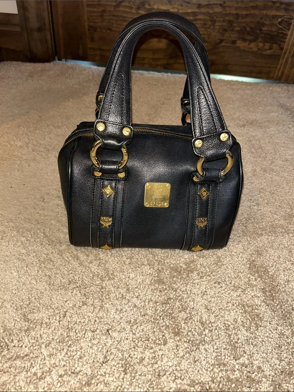 MCM Black Leather Mini Satchel with Gold Hardware - Picture 14 of 15